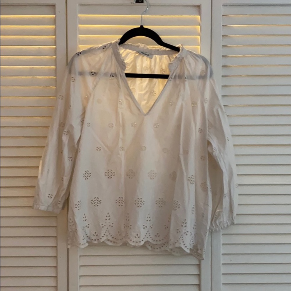 Madewell White Peasent Eyelet Top